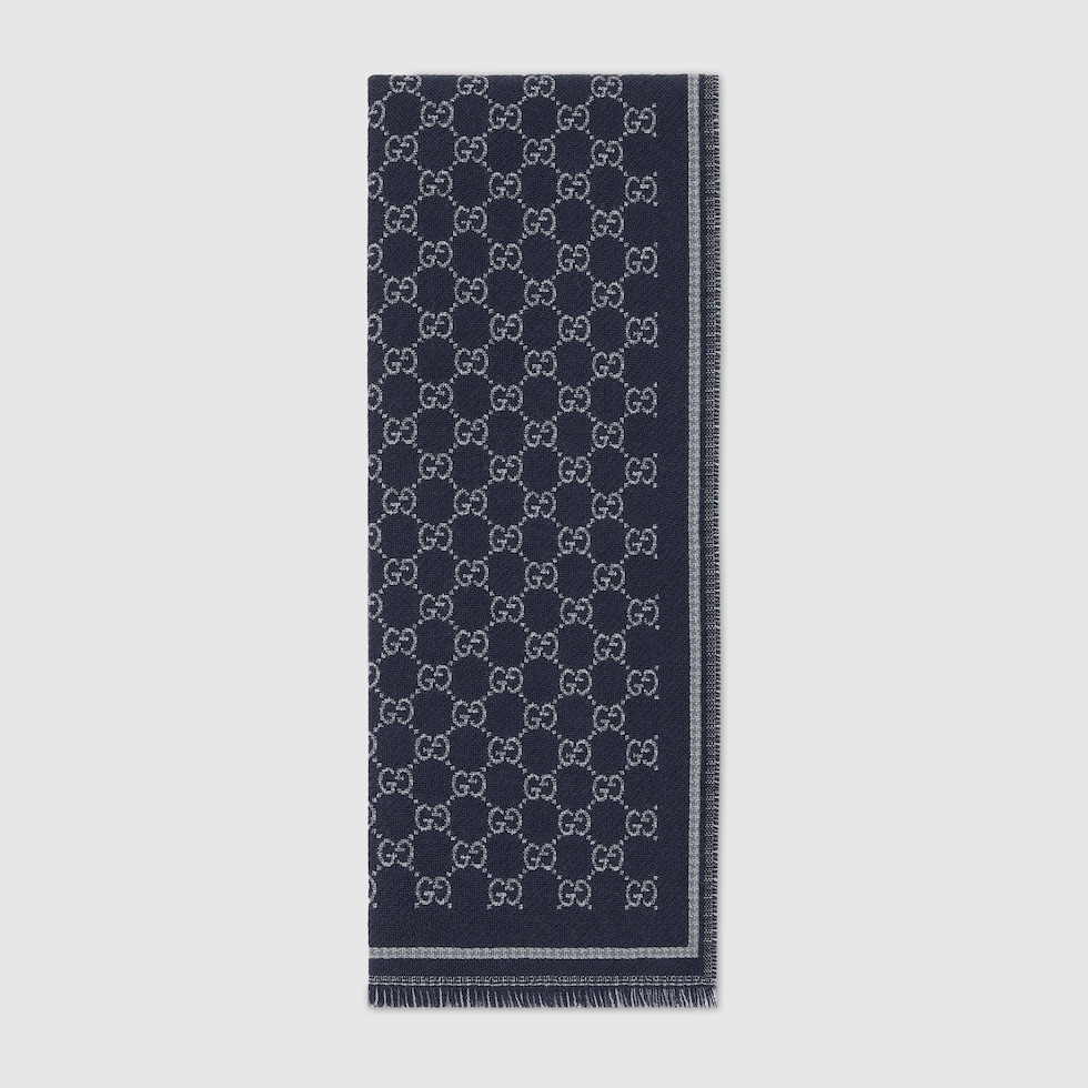 GUCCI GGジャカードウールシルクスカーフ GGジャカード ウールシルク スカーフライトグレー | GUCCI公式