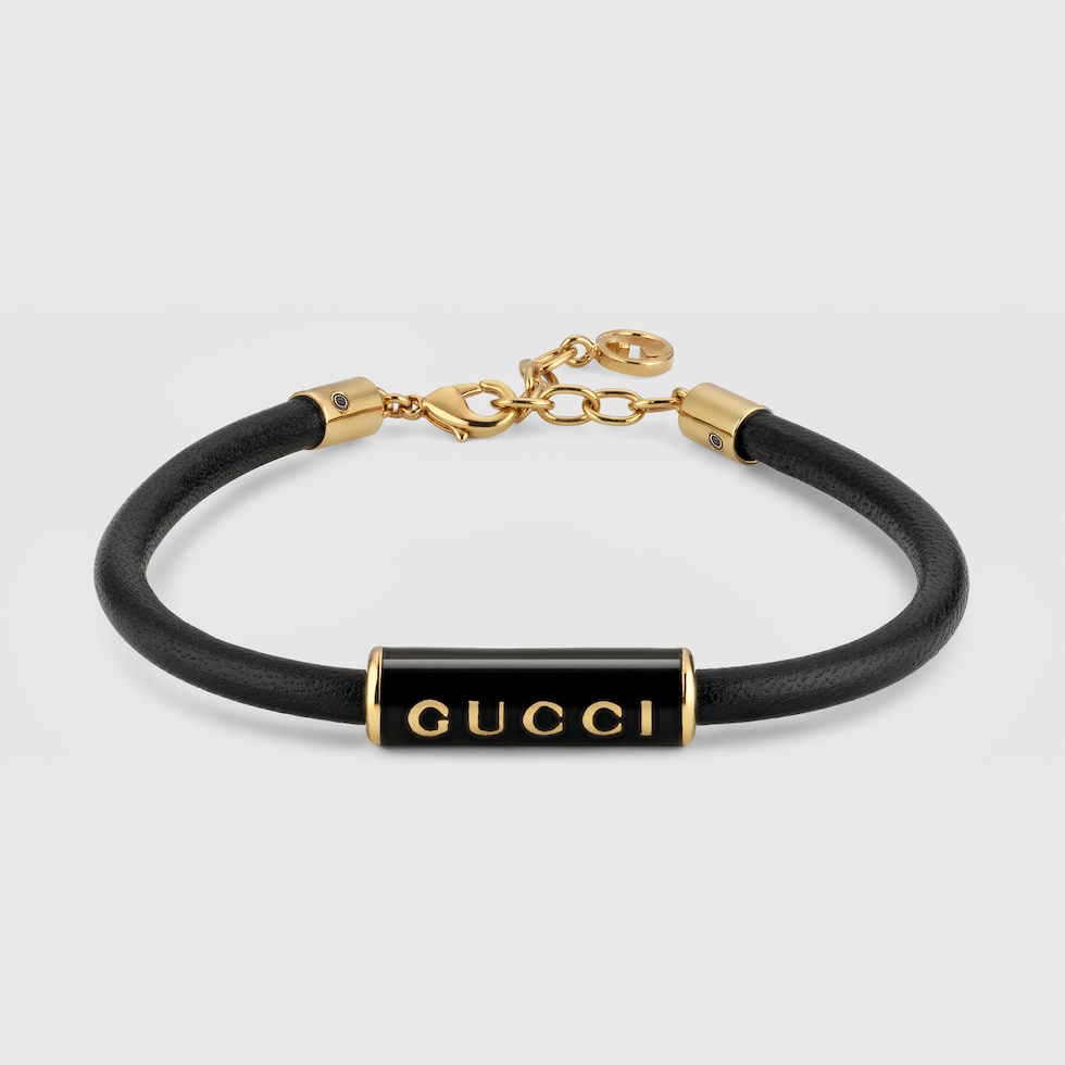 ラッカーフィニッシュ GUCCI ブレスレットブラック レザー