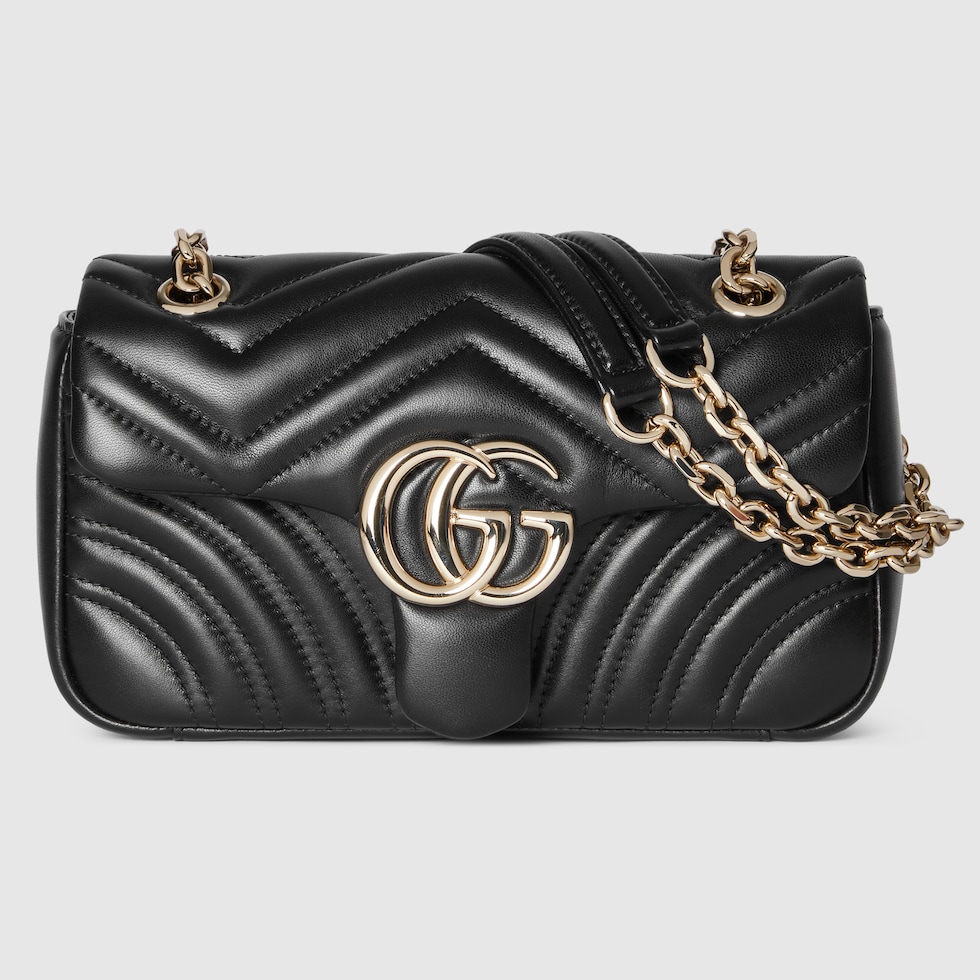 GG Marmont small shoulder bag in black leather | GUCCI® US