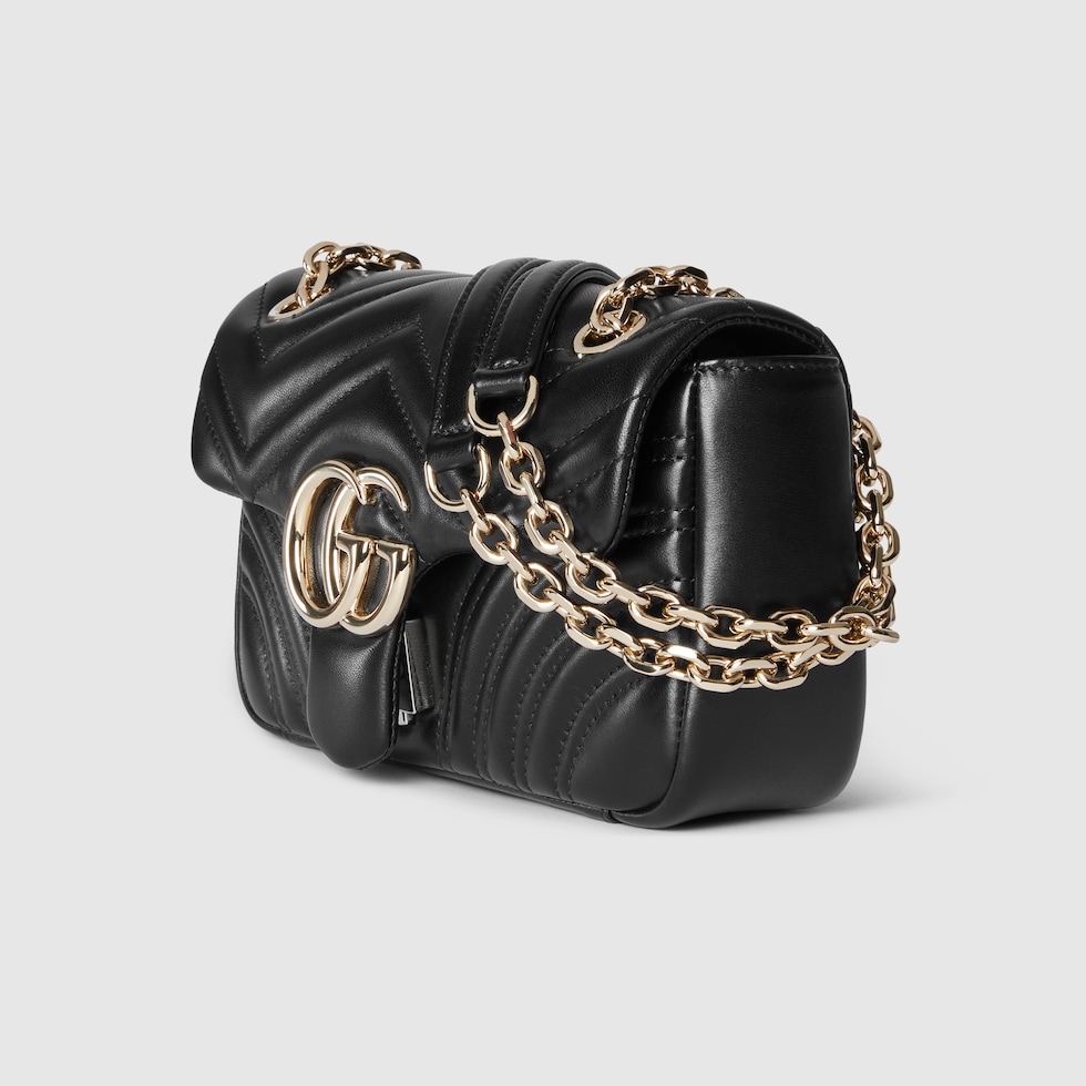 GG Marmont small shoulder bag in black leather | GUCCI® US