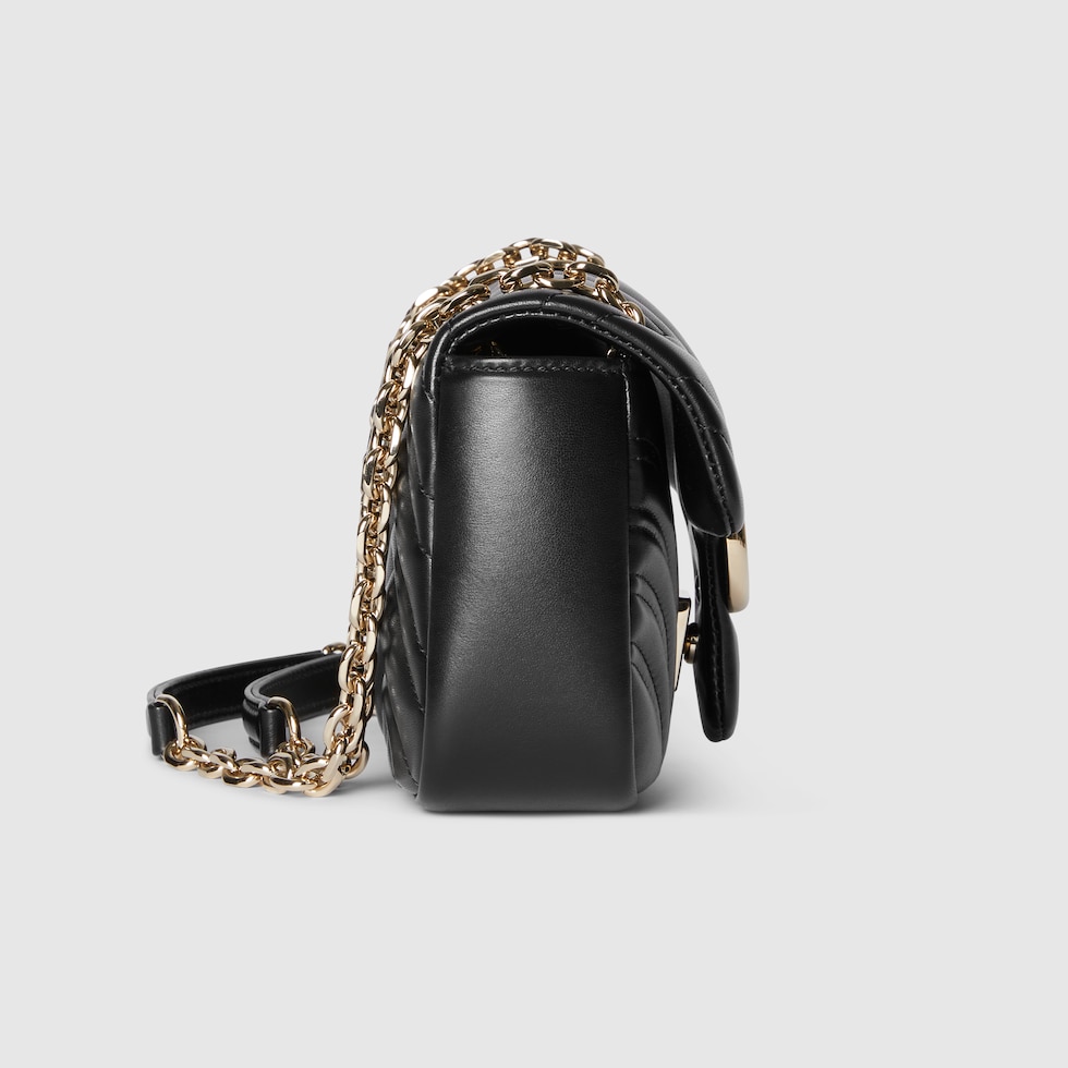 GG Marmont small shoulder bag in black leather | GUCCI® US