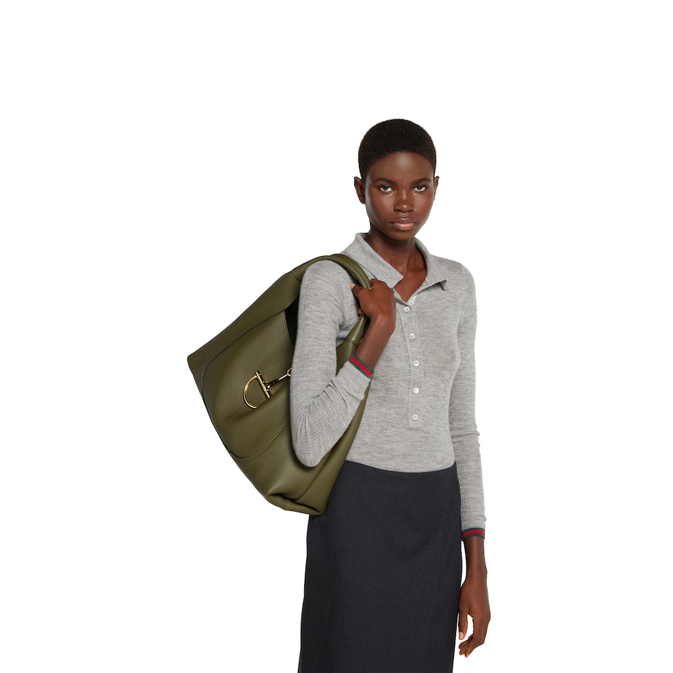 Gucci Softbit maxi shoulder bag in dark green leather Gucci Softbit maxi shoulder bag in dark green leather