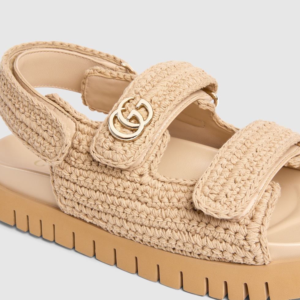 GC sandal with Double G Purple Canvas Sheepskin 291018