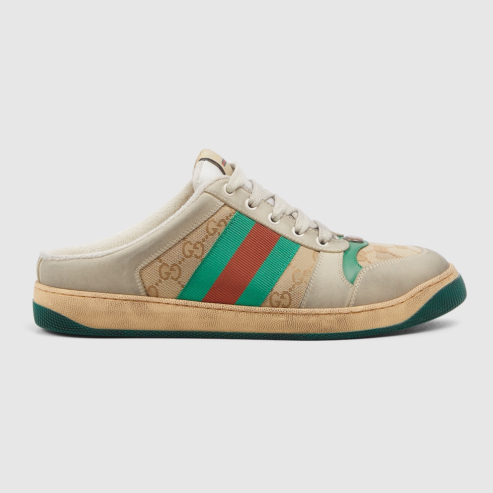 Gucci オープントゥミュール 、ベージュ・グレー スクリーナー〕メンズ ミュールベージュ レザー | GUCCI公式