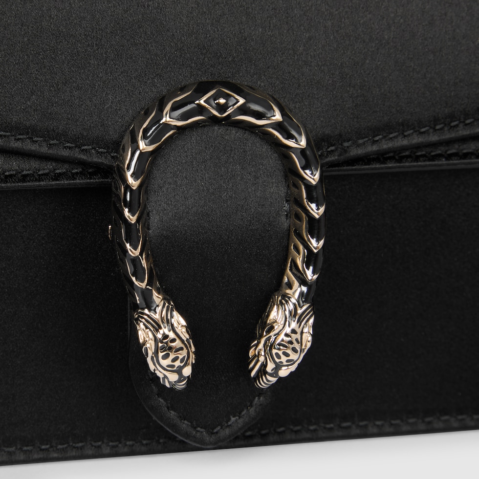 【GUCCI】dionysus embellished textured-satin クラッチ Gucci Dionysus Embellished Textured-Satin Clutch - Black