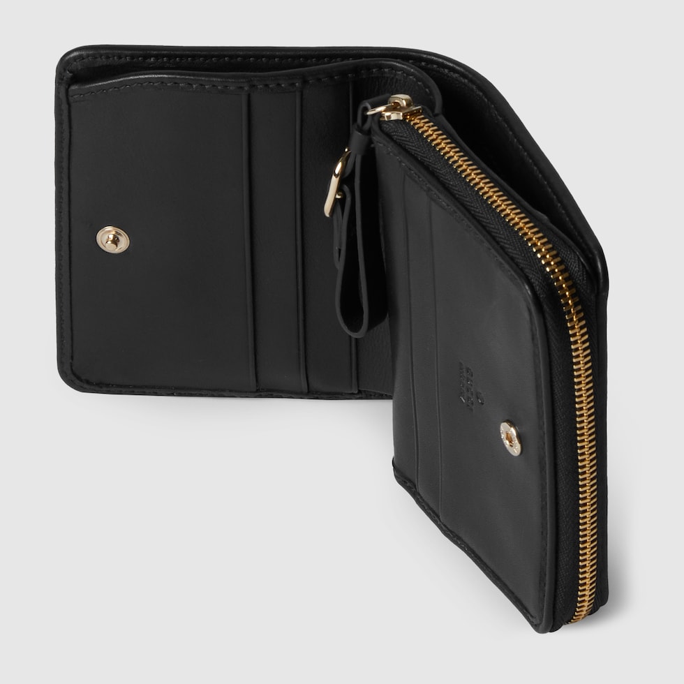 【GUCCI】GG EMBLEM ZIP MINI WALLET GG Emblem zip mini wallet in beige and dark brown fabric
