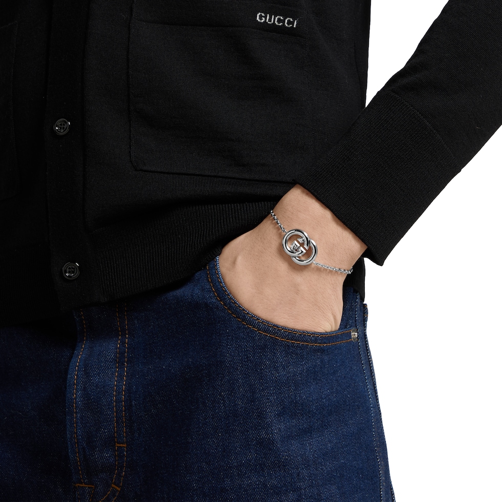 Gucci Interlocking bracelet in palladium-toned brass | GUCCI® US