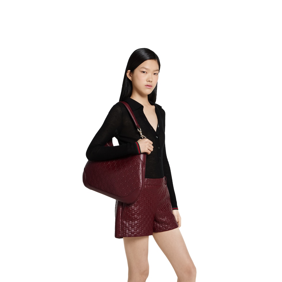 Gucci B medium shoulder bag in Rosso Ancora red leather Gucci B medium shoulder bag in Rosso Ancora red leather