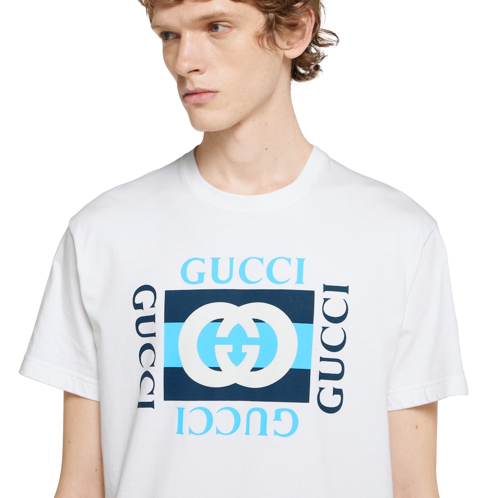新しいエルメス Printed US GUCCI® | white in T-shirt jersey cotton トップス