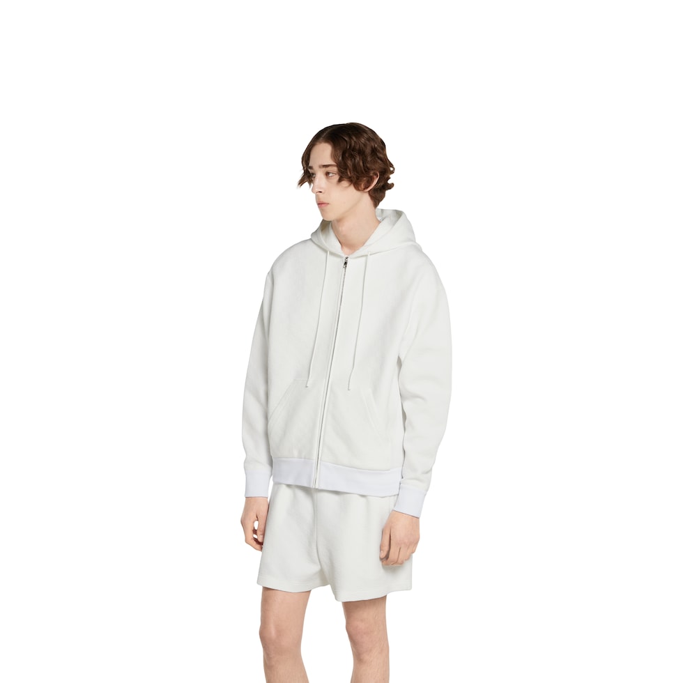 Embossed GG technical jersey zip jacket in white | GUCCI® US Embossed GG technical jersey zip jacket in white | GUCCI® US