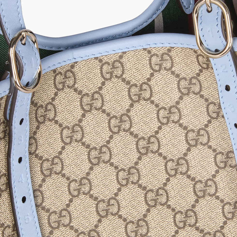 GG Emblem large tote bag in beige and dark brown fabric GG Emblem large tote bag in beige and dark brown fabric