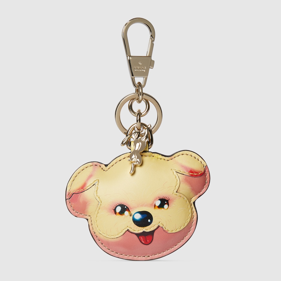 Dog-shaped keychain in multicolor leather | GUCCI® US Dog-shaped keychain in multicolor leather | GUCCI® US
