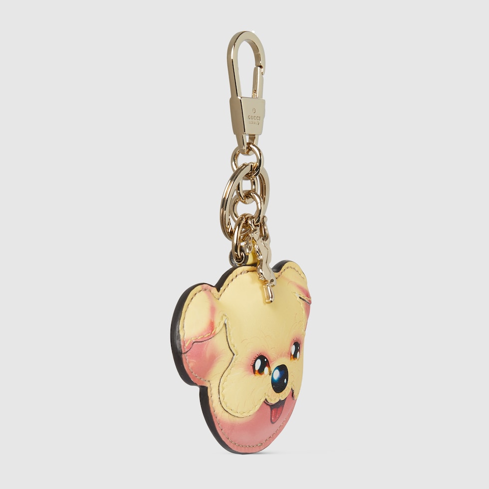 Dog-shaped keychain in multicolor leather | GUCCI® US