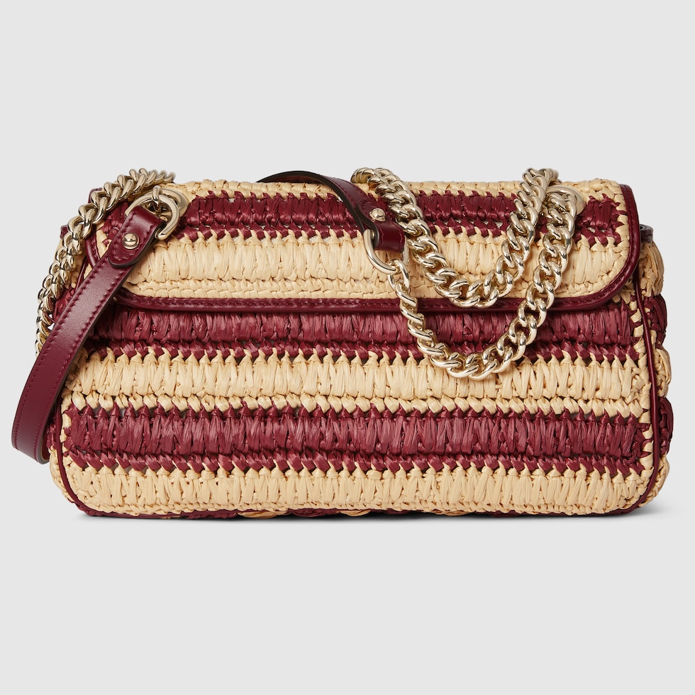 GG Marmont woven medium shoulder bag in Rosso ancora and GG Marmont woven medium shoulder bag in Rosso ancora and