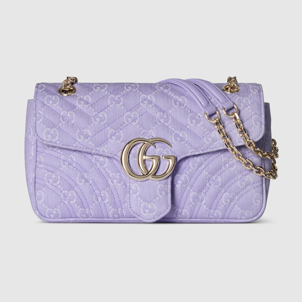 GGマーモント〕ミディアム ショルダーバッグ ・ライラック＆ホワイト