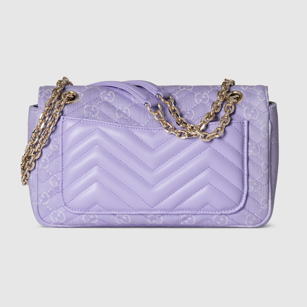 GUCCI GGマーモント ミディアム ウーブン ショルダーバッグ GGマーモント〕ウーヴン ミディアム ショルダーバッグブルー