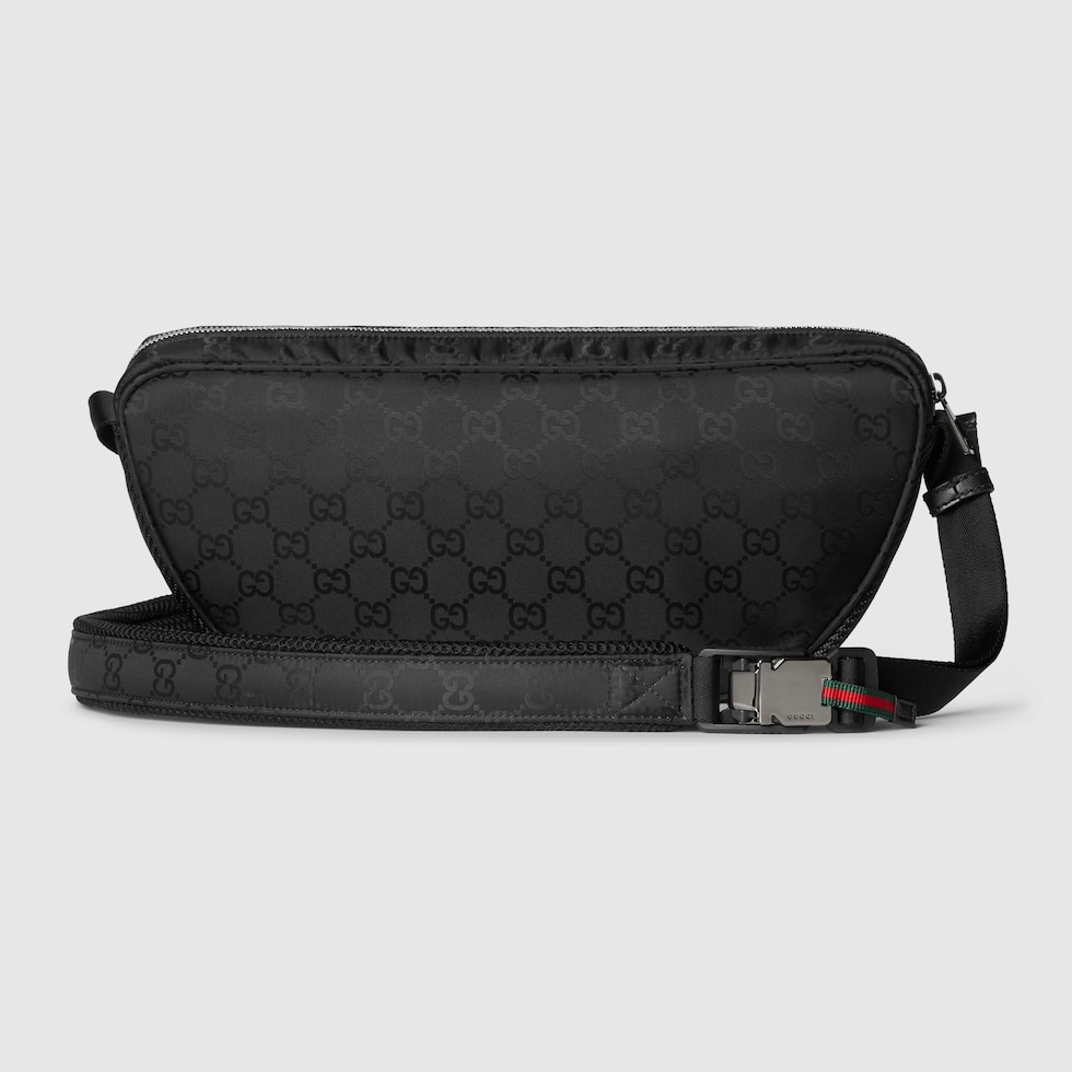 GUCCI グッチ GG柄 ワンショルダーバッグ ナイロン レザー 黒