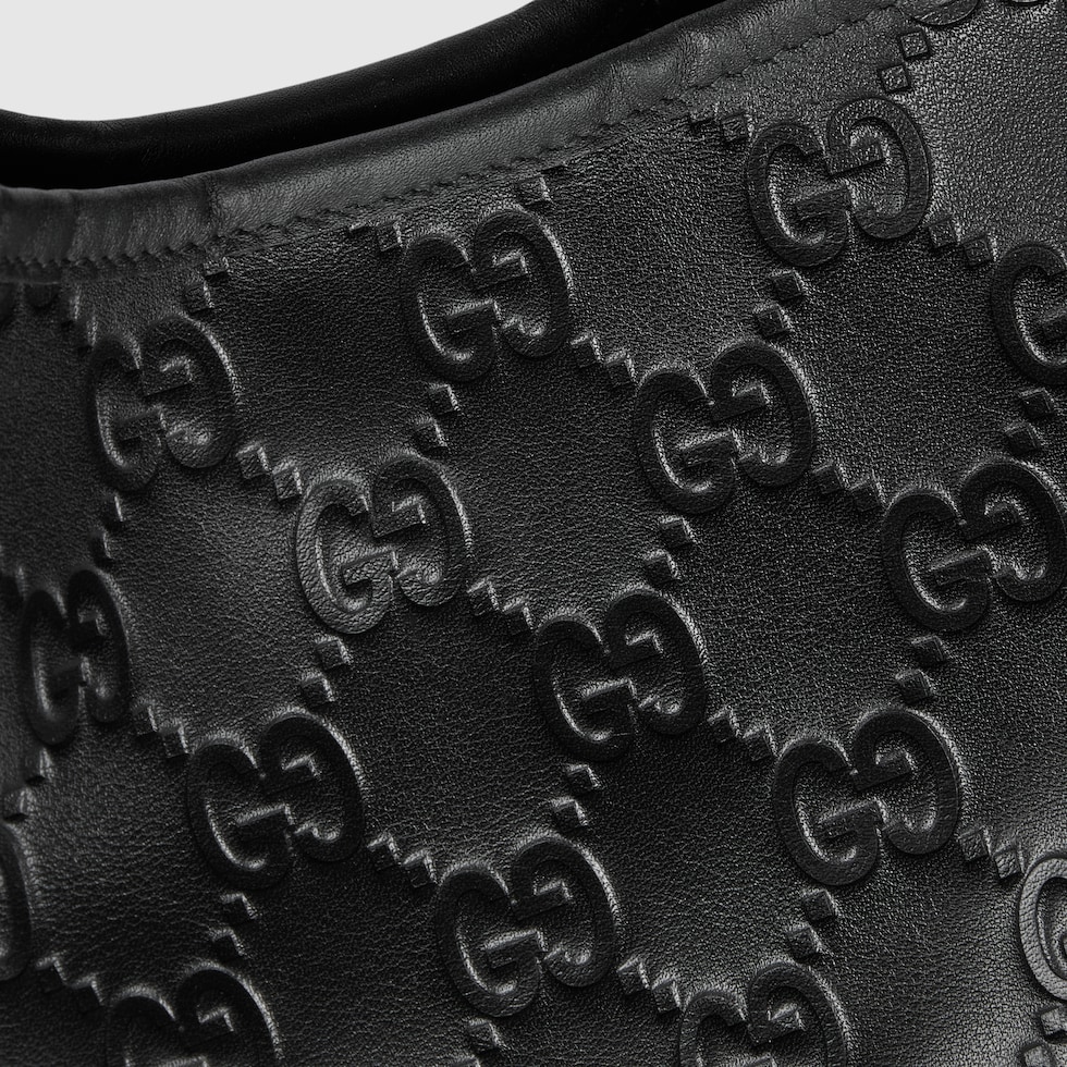 Gucci B medium shoulder bag in black GG leather | GUCCI® US Gucci B medium shoulder bag in black GG leather | GUCCI® US