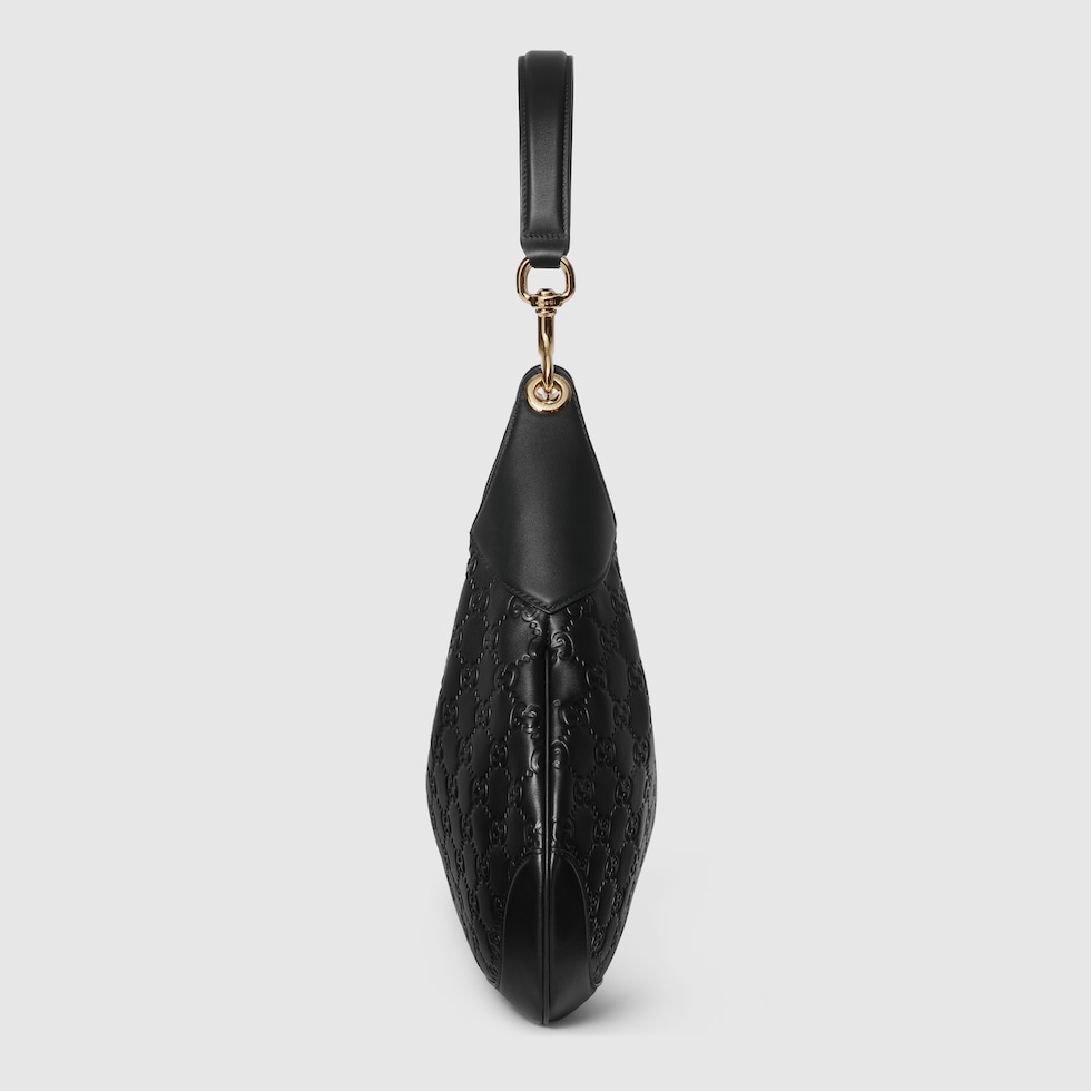 Gucci B medium shoulder bag in black GG leather | GUCCI® US