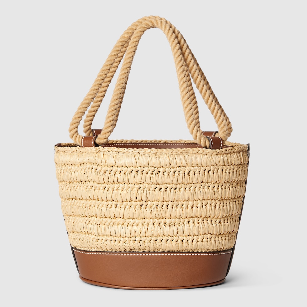 ショルダーバッグ・ポシェット GUCCI TWO-TONE RAFFIA MINI GUCCI SUMMER BUCKET BAG Two-tone raffia mini Gucci Summer bucket bag – G&B