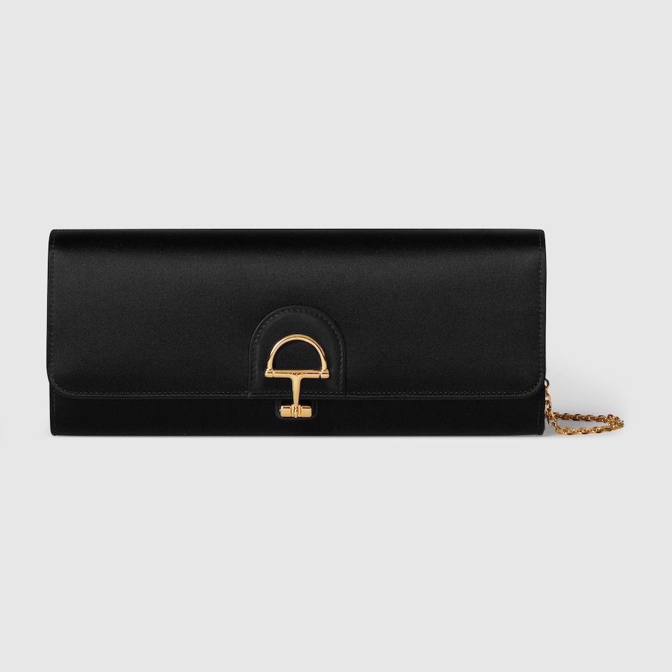Gucci 73 clutch in black silk satin | GUCCI® US