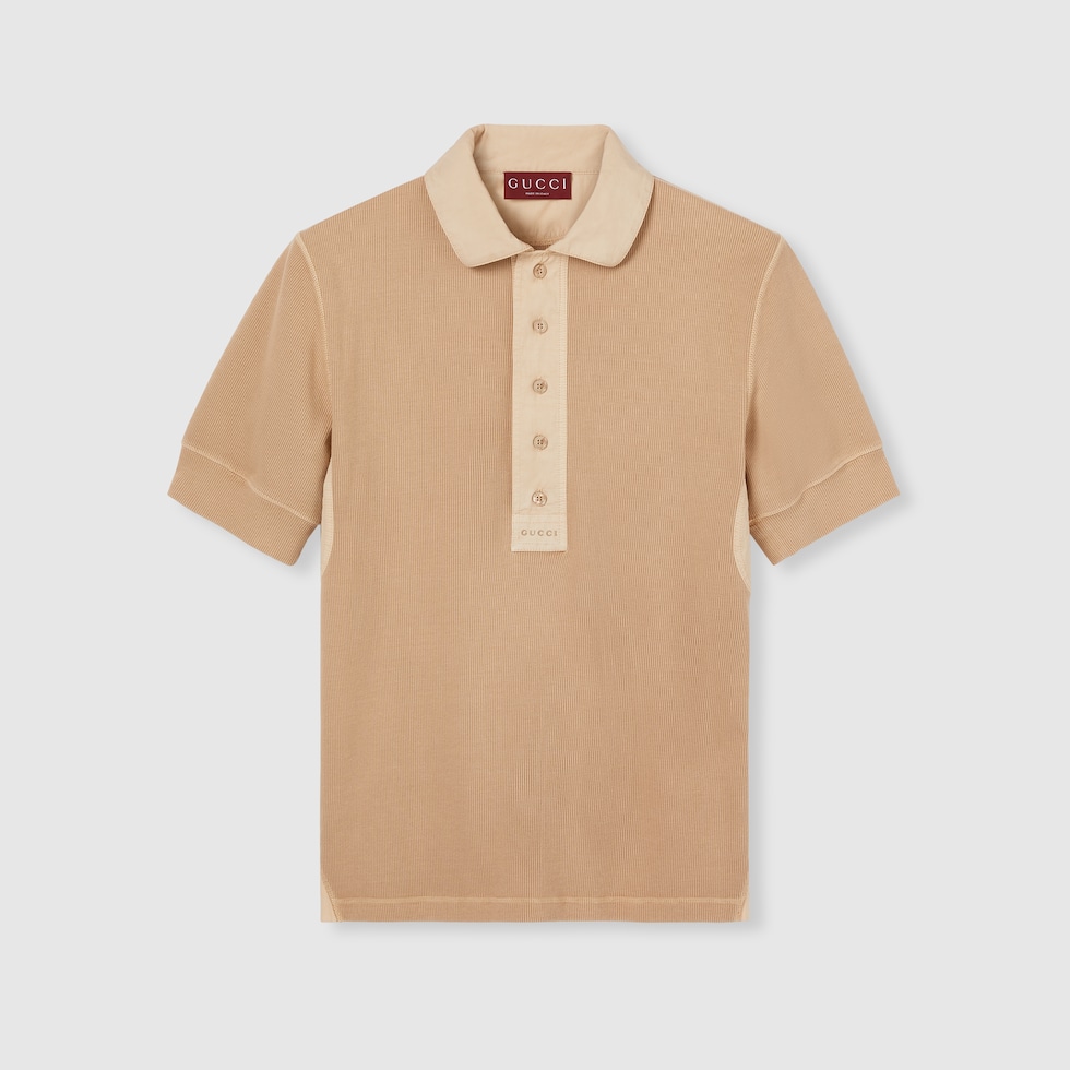 Tシャツ・カットソー   South Beige Logo Open Collar Polo Short Sleeve Polo shirt with short sleeves and logo brand GUESS