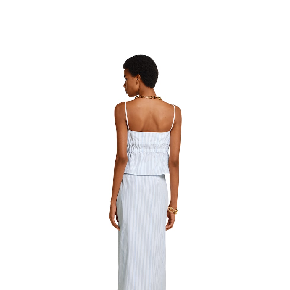 Gucci cotton fil coupé top in white and light blue | GUCCI® US