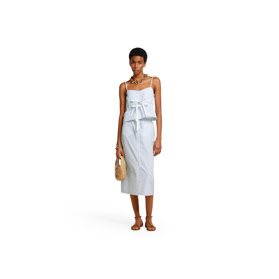 Gucci cotton fil coupé skirt in white and light blue | GUCCI® US