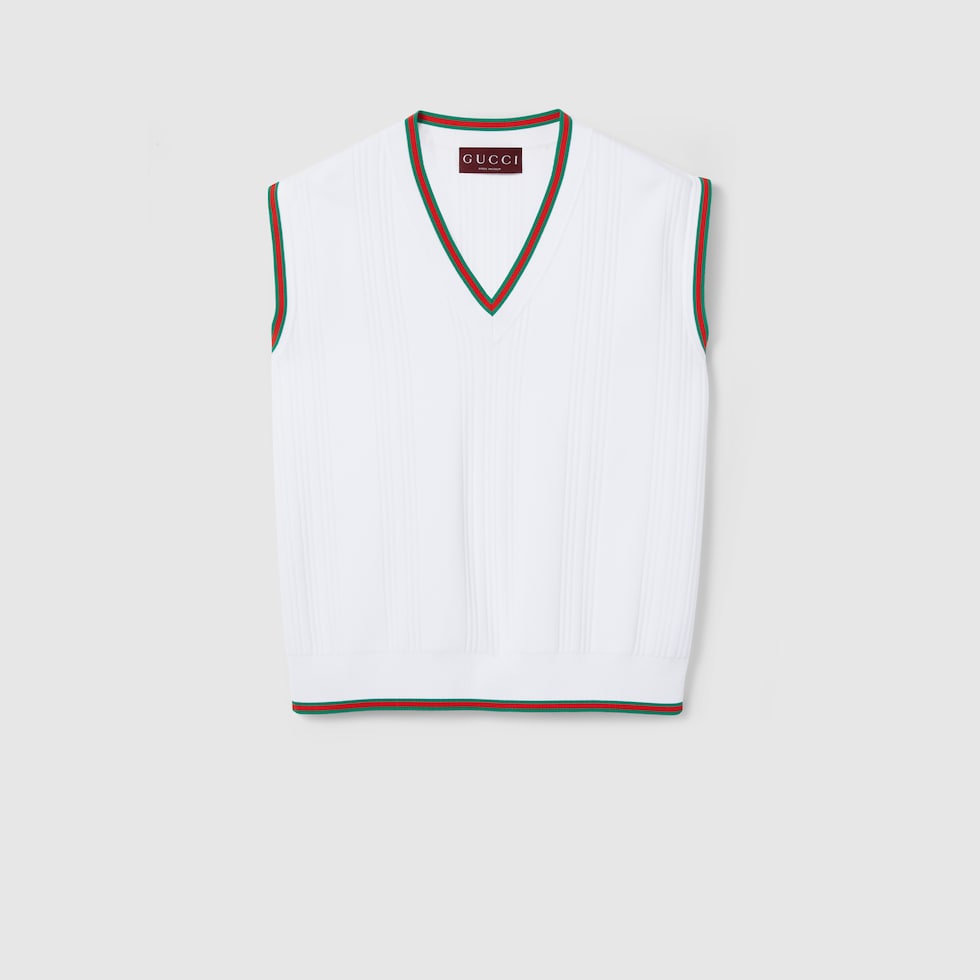 ®️◆GUCCI ベスト◆ Vest top with Web trim in white | GUCCI® US