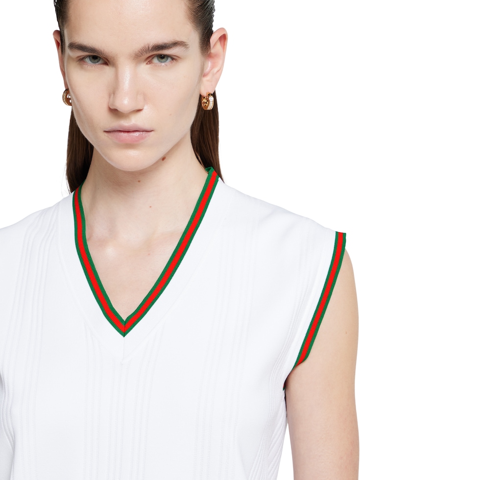 開店祝い in trim Web with top Vest white US GUCCI® | トップス