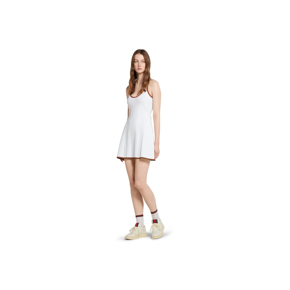 Dress with Web trim in white | GUCCI® US