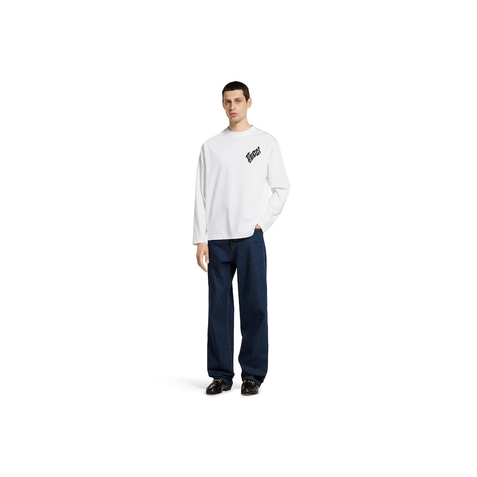 30/- COTTON JERSEY LONG T-SHIRT WITH ZIPPERED SIDE SLITS