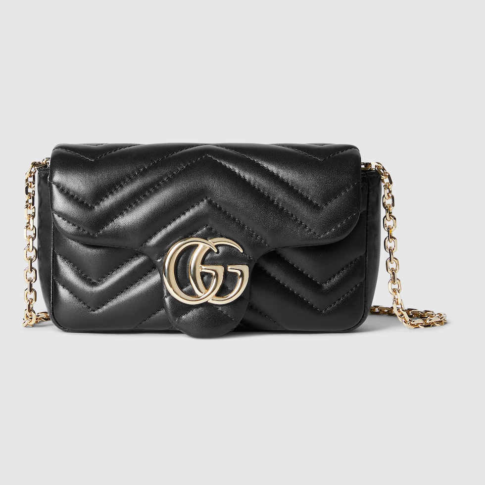 トートバッグ GUCCI Black Leather Small Gg Marmont Shoulder Bag GG Marmont Mini shoulder bag in black - Gucci | Mytheresa