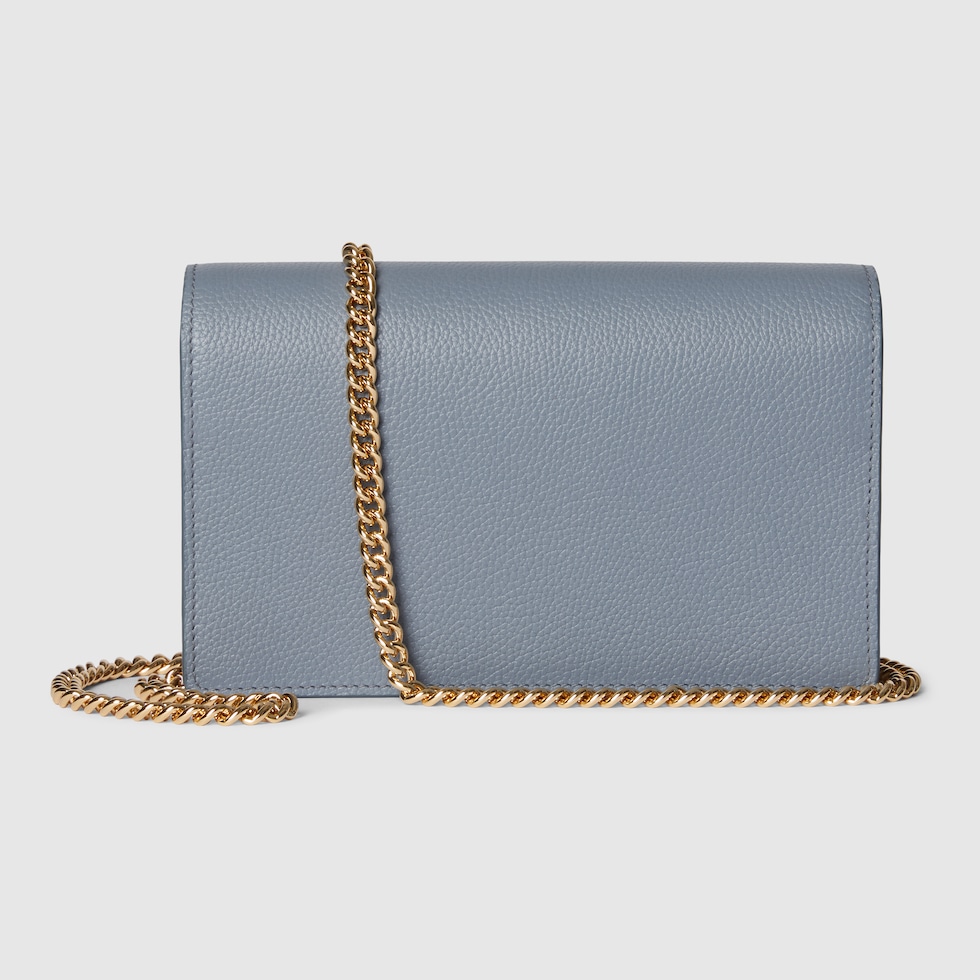 GUCCI 財布 チェーンウォレット トップハンドル ダブルG ダブルG チェーンウォレットライトブルー＆ベージュ レザー