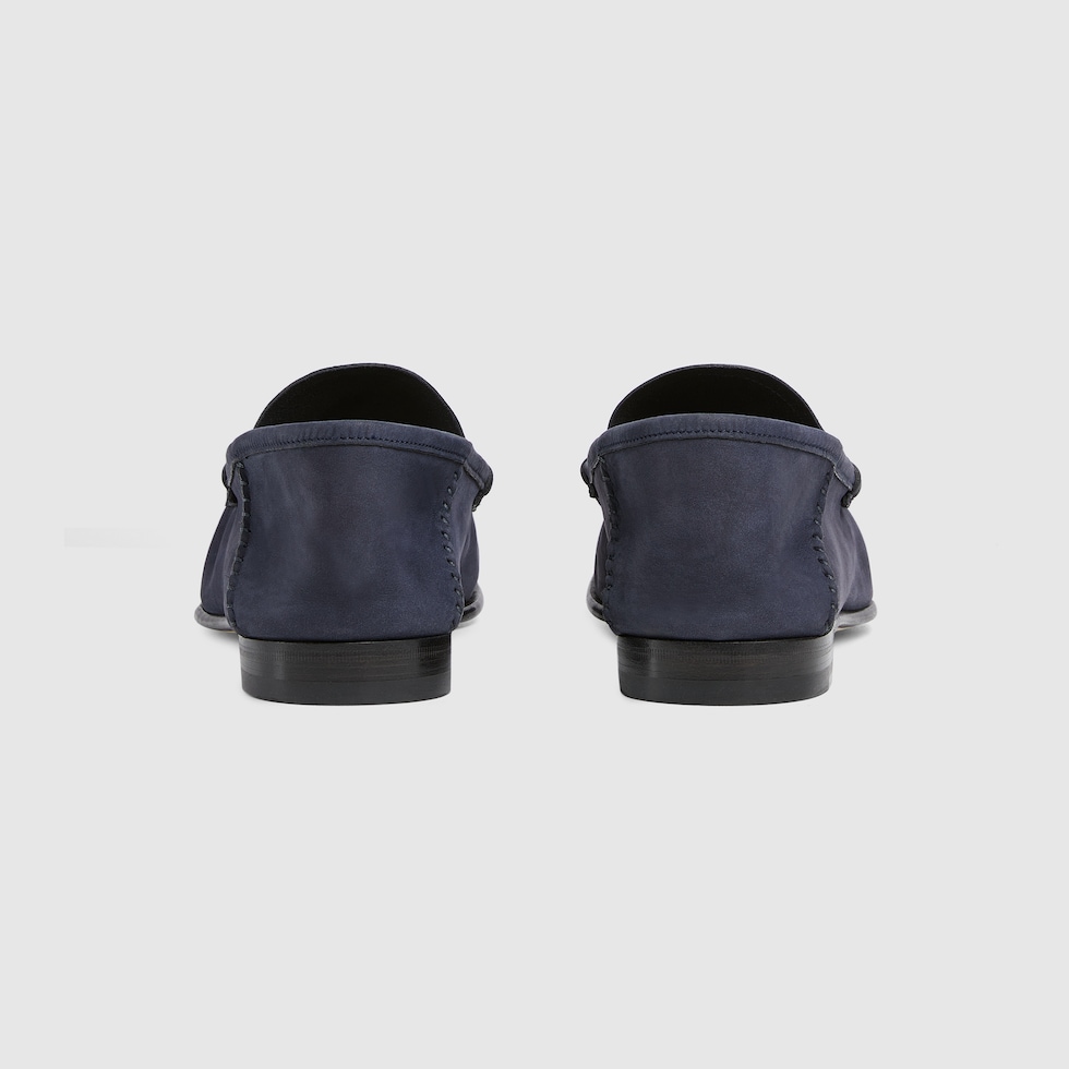 Mocassino Gigi uomo in pelle scamosciata blu scuro | GUCCI® IT