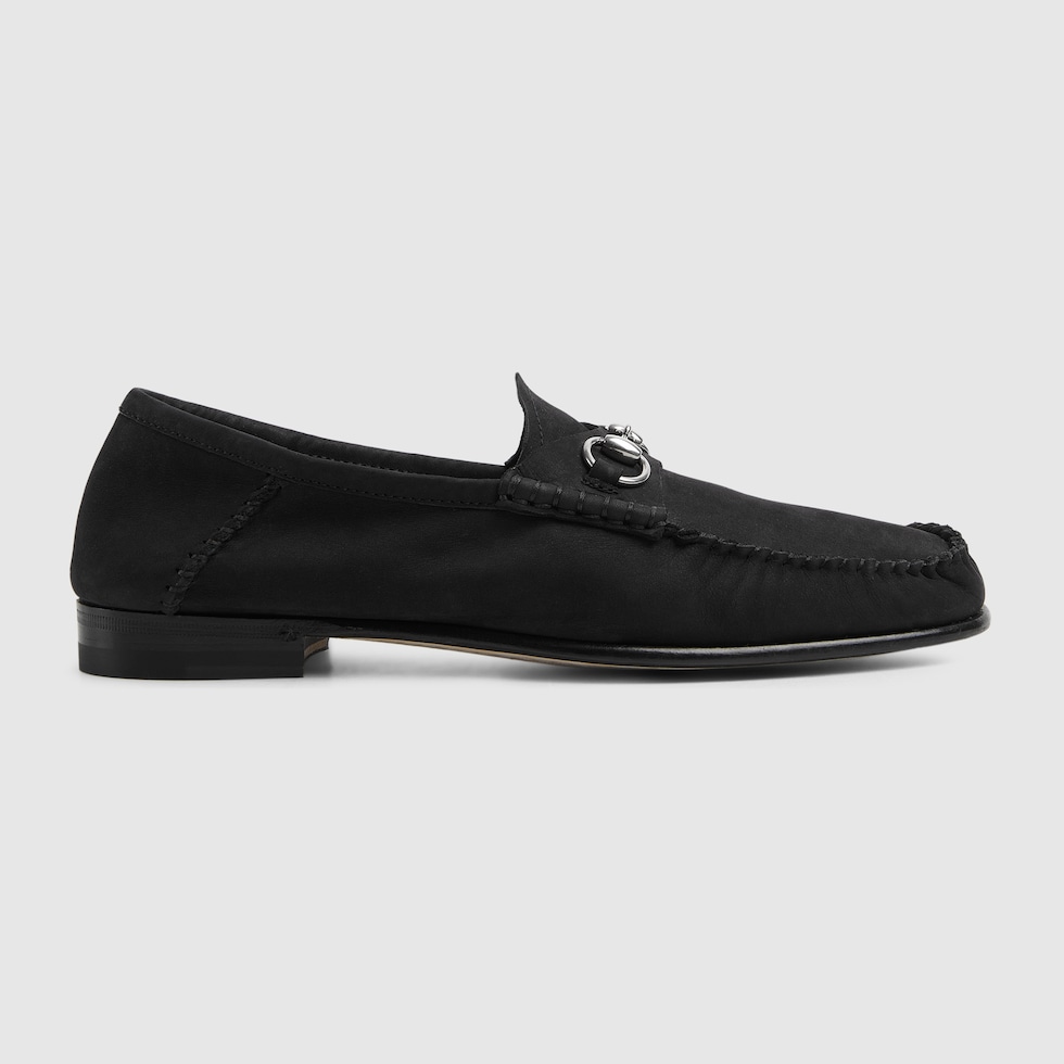 良品】GUCCI ホースビットローファー スエード シルバー金具 黒
