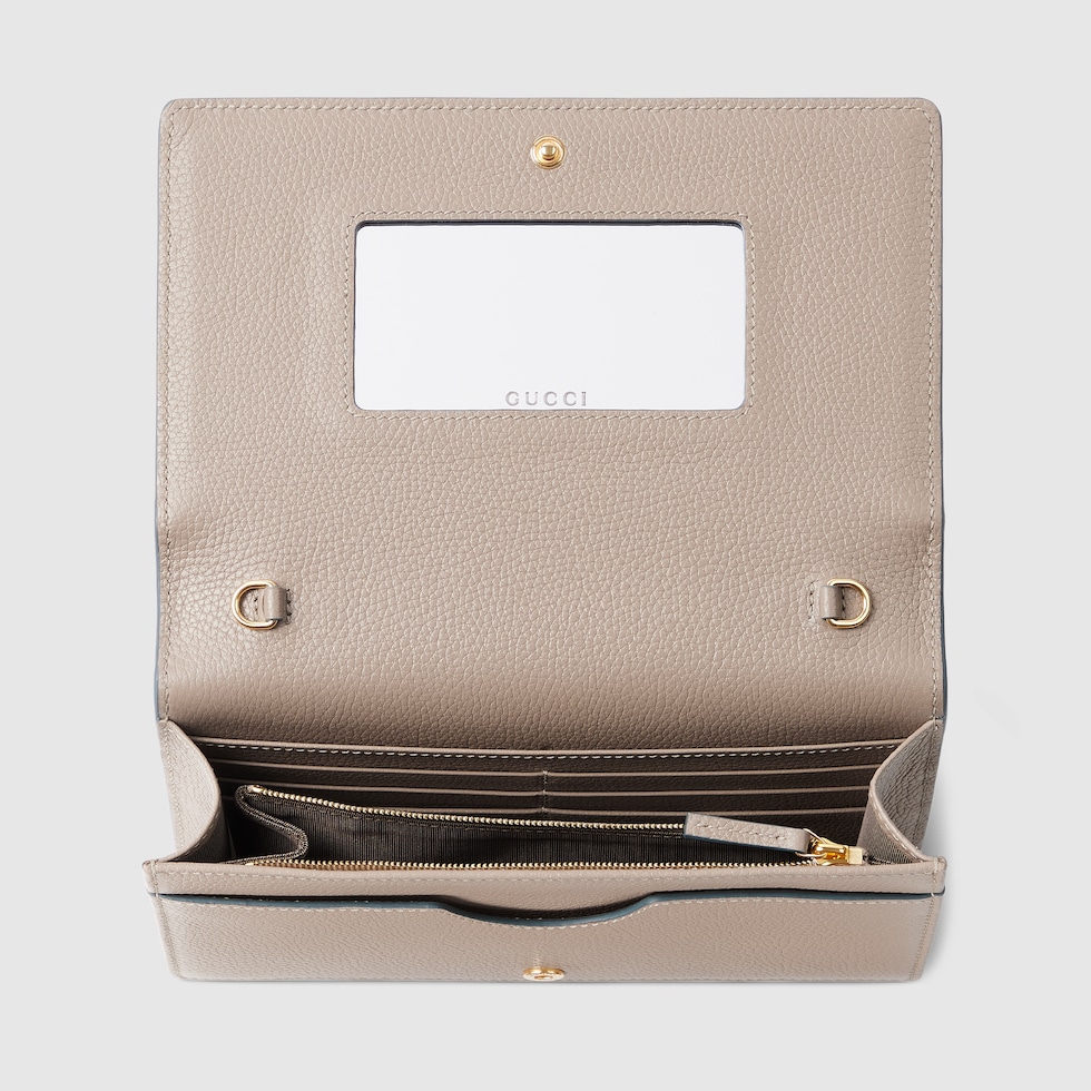 Gucci Marmont Chain Wallet Brown mix Light Green Leather 254943