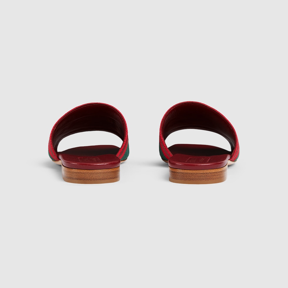サンダル・ミュール GUCCI WOMEN'S SANDALS CHERRY RED FABRIC GUCCI Rubber Womens Slide Sandals 36 Hibiscus Red 1378741