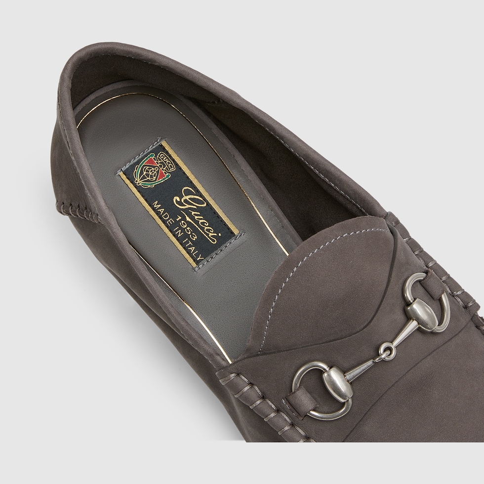 Men's Gigi loafer in dark grey suede | GUCCI® UK