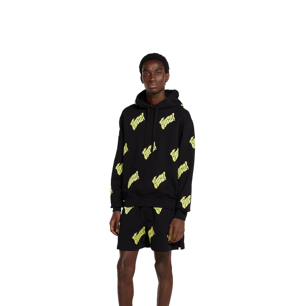 スウェット・トレーナー Embroidered Cotton Jersey Sweatshirt Embroidered cotton jersey sweatshirt in black and lime green