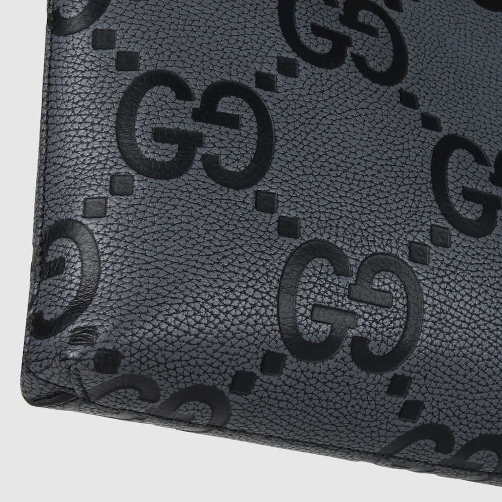GG jumbo medium crossbody bag in grey and black GG leather