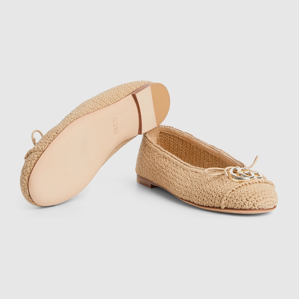 【関税＆送料込み】Gucci Fabric Ballet Flats With Logo 840726_FAETB_8642_001_100_0000