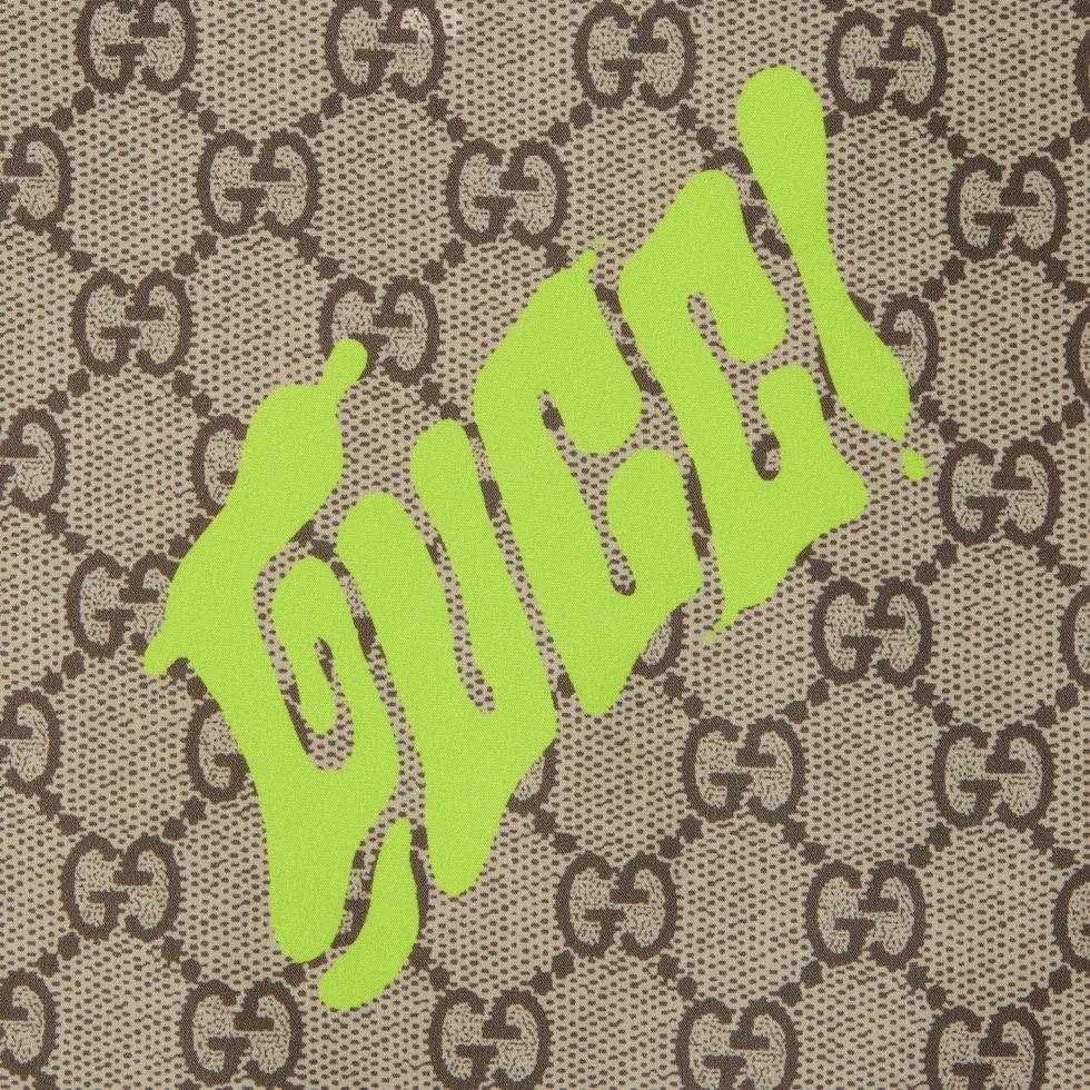 Printed poplin tech zip jacket in beige, brown and lime Printed poplin tech zip jacket in beige, brown and lime