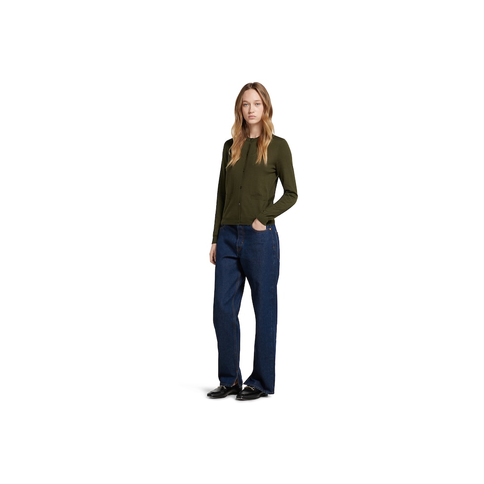 Cashmere silk cardigan in forest green | GUCCI® US Cashmere silk cardigan in forest green | GUCCI® US
