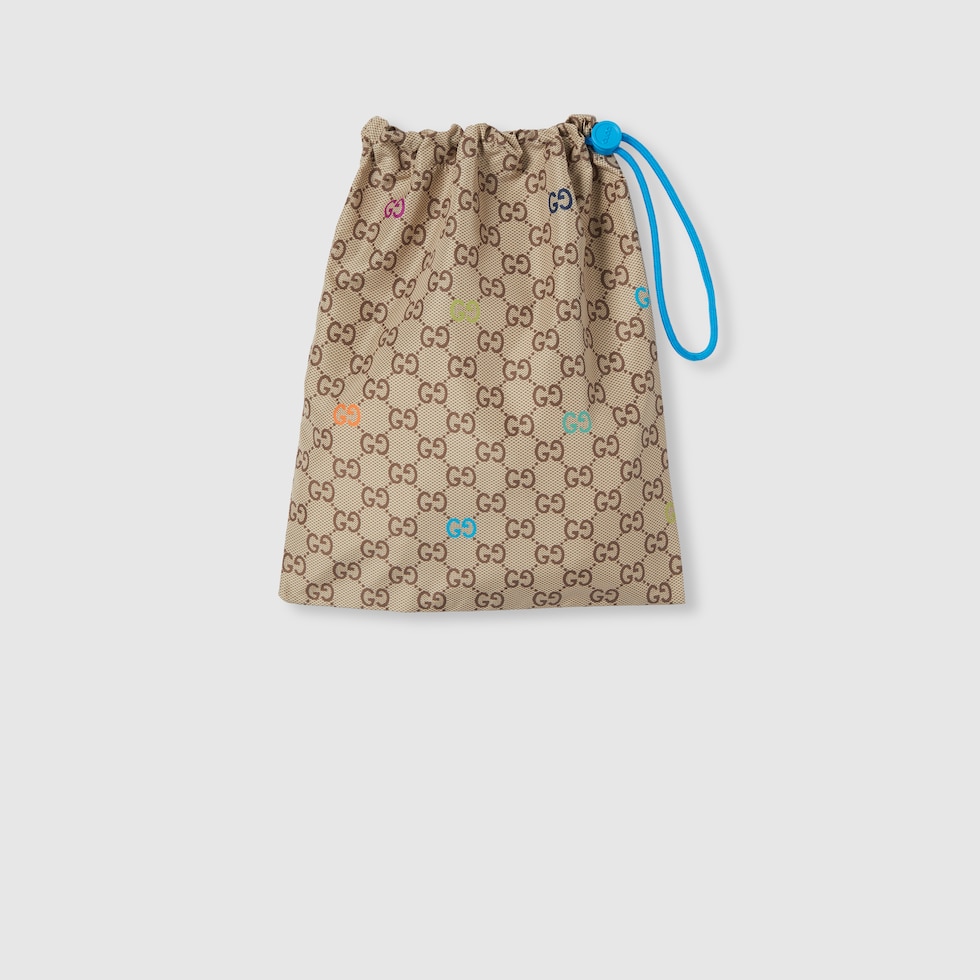 Printed technical poplin swim shorts in beige and dark brown