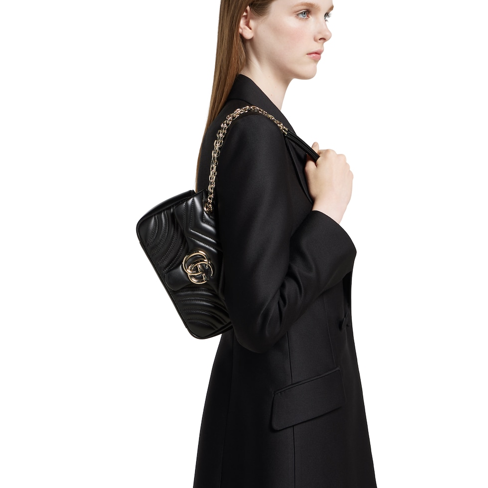 GG Marmont small shoulder bag in black leather | GUCCI® US