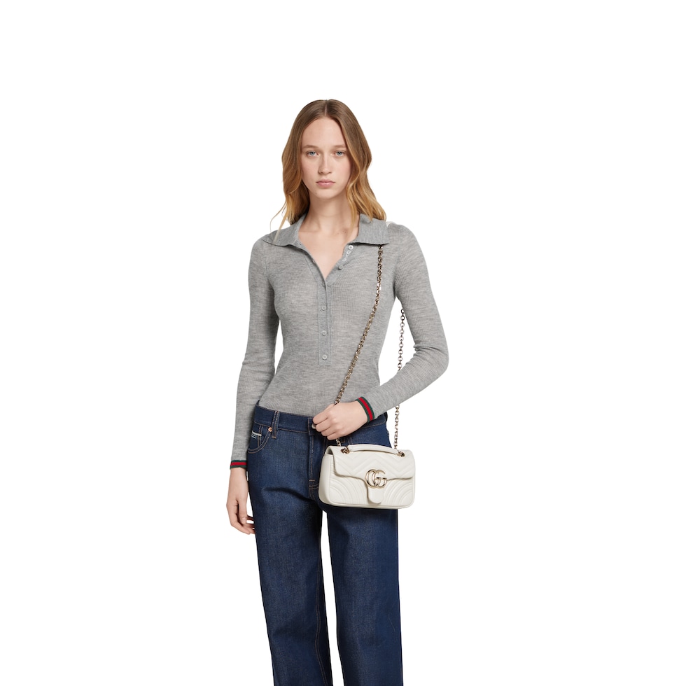 GG Marmont small shoulder bag in white leather | GUCCI® US