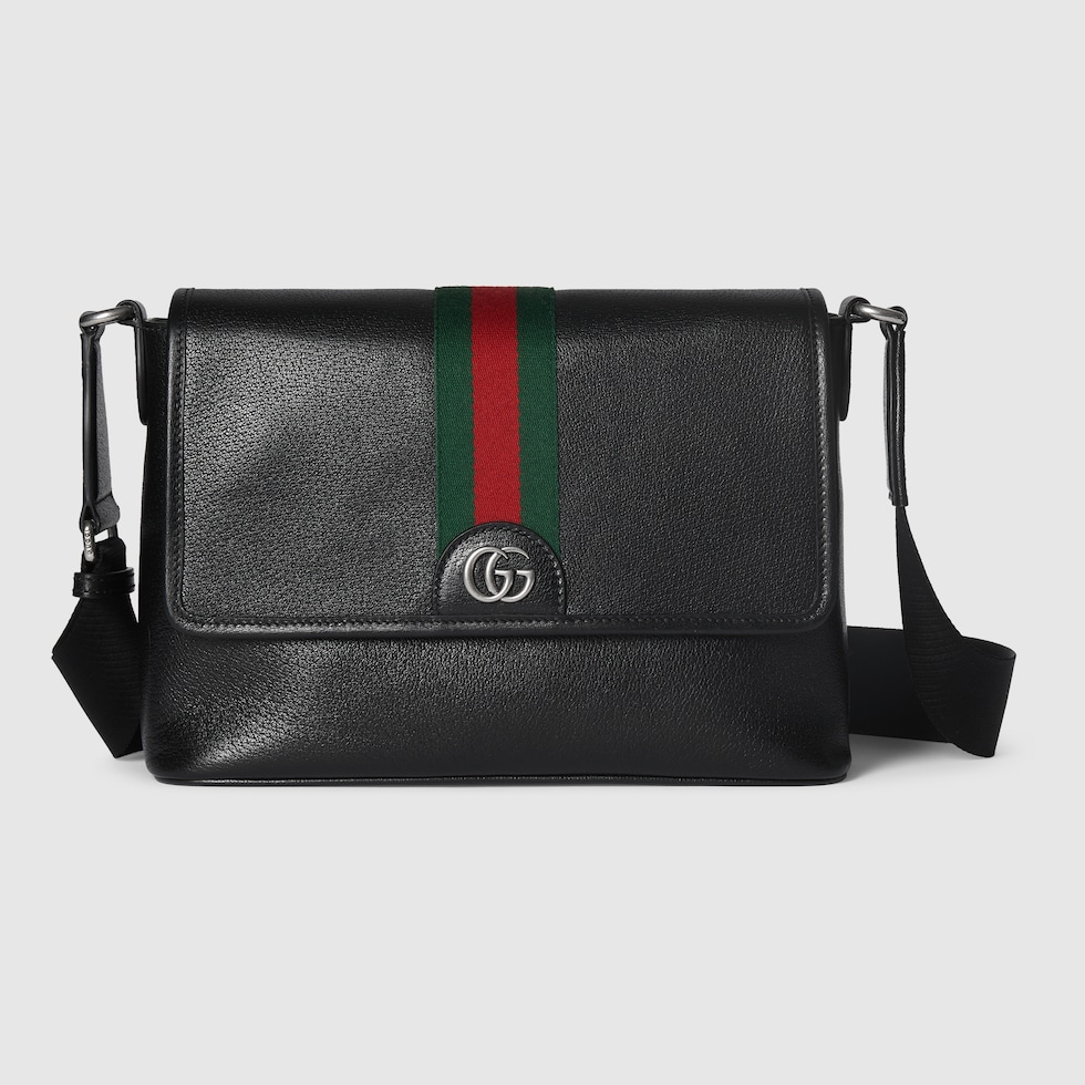 Ophidia medium messenger bag in black soft leather | GUCCI® US