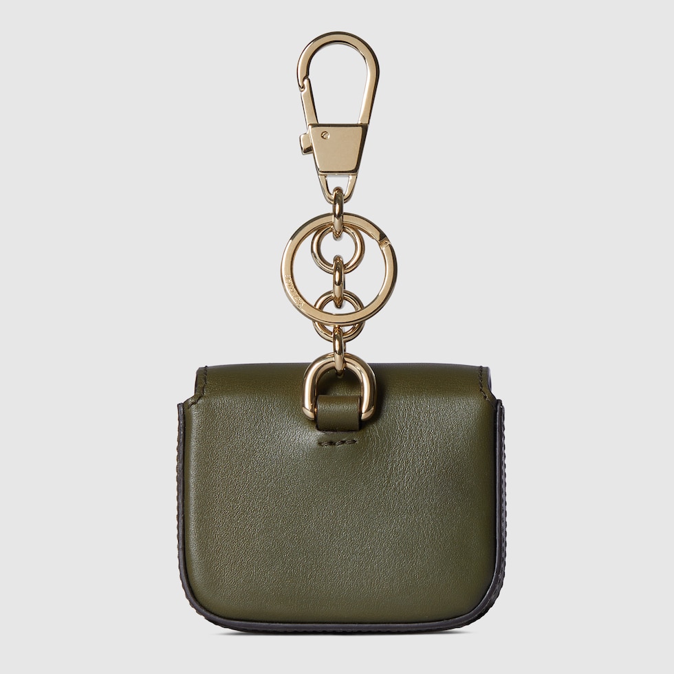 Keychain with Gucci Horsebit 1955 in forest green leather