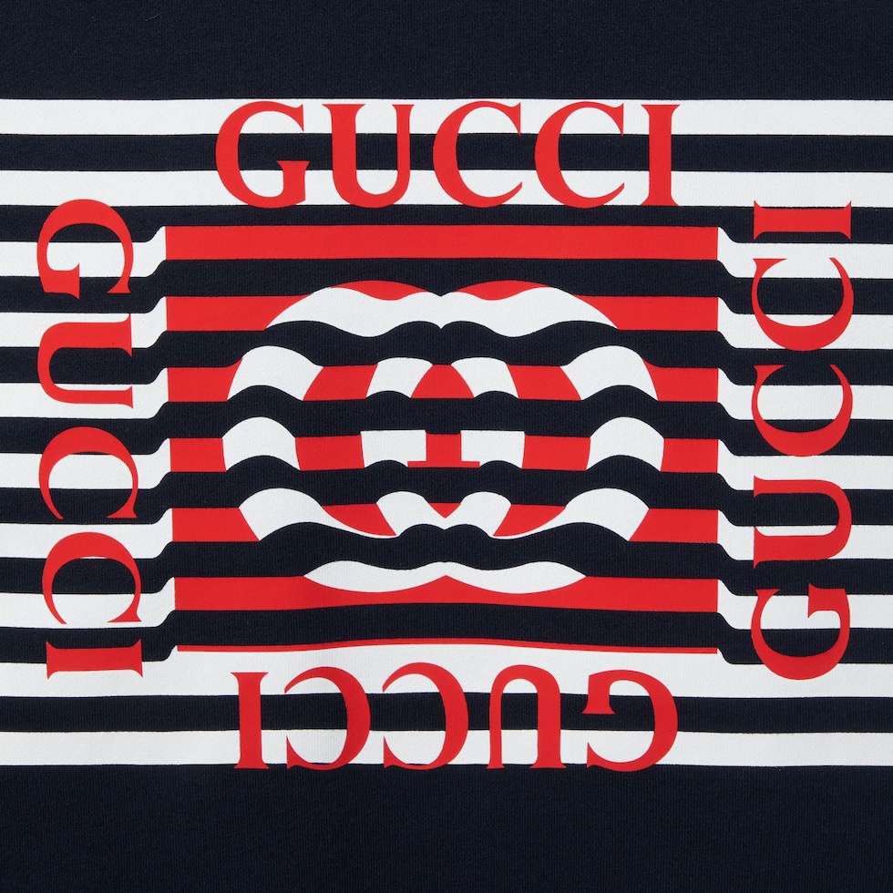 コットンジャージー プリント スウェットシャツネイビー | GUCCI公式